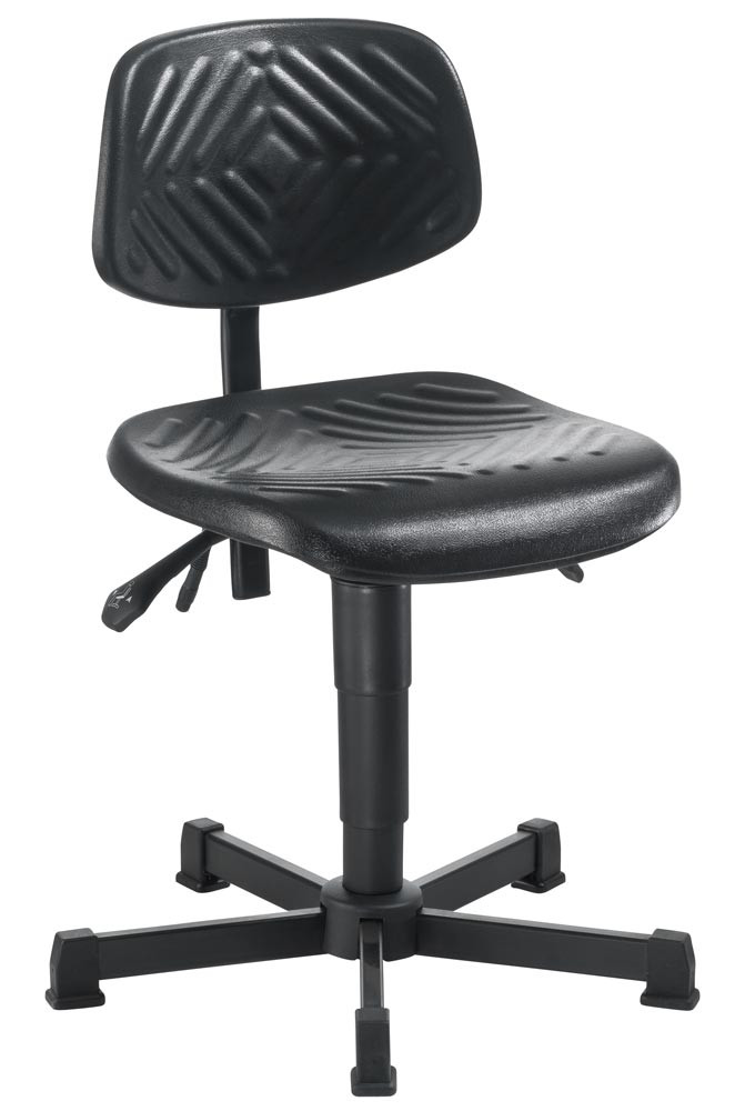 Arbeitsstuhl, Sitz- und Rückenlehne PU-Schaum, Sitz Höhe 440-580 mm, mit  Gleitern, Sitz BxT 450x440 m m - Arnold-Shop