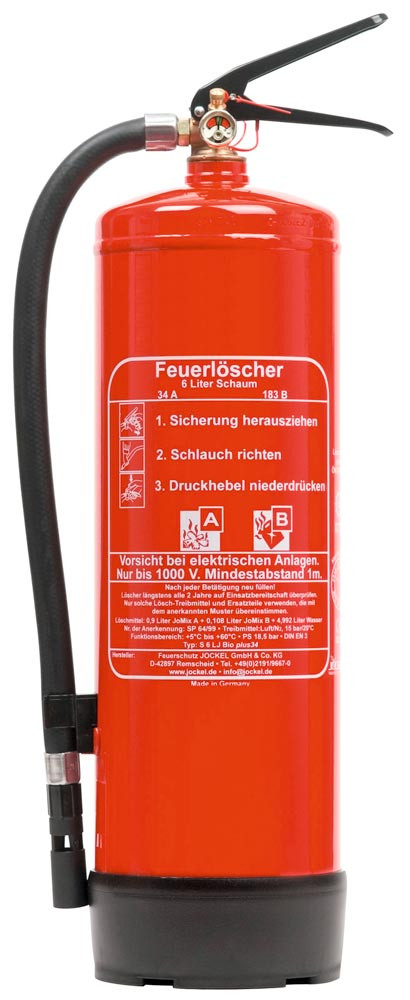 Schaum-Feuerlöscher, 6 L Vol.,10 LE, Gewicht 10,5 kg, für